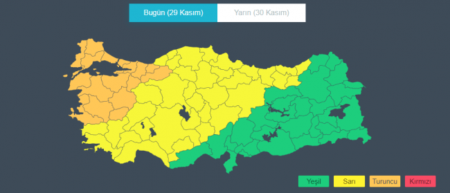 52 ile fırtına uyarısı